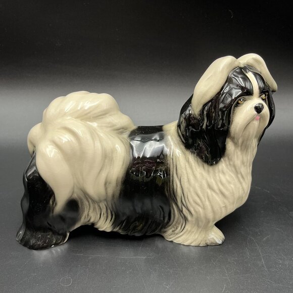 Coopercraft England Shih-Tzu / Lhasa Apso Black & White Ceramic Figurine - Picture 1 of 12